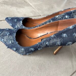 Nine West Frayed Denim Heels